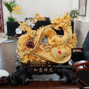 Rồng Mạ Vàng Cát Tường Như Ý - Lớn - RMV06