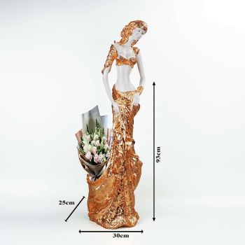 Tượng Mỹ Nhân đứng yểu điệu thụcNữ-Váy xòe 2 bên- Màu Vàng Cam-TCG0009