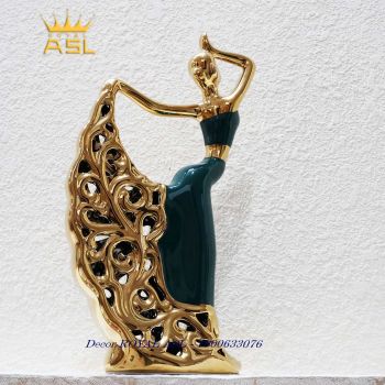 Decor Trang Trí Để Bàn Thiếu Nữ Nhảy Múa Phong Cách Bắc Âu Ấn Tượng- Màu Xanh Lục Đậm – TCG01-DC