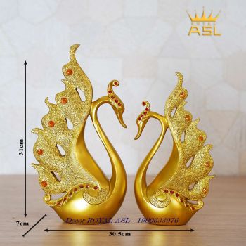 Decor Trang Trí Đôi Thiên Nga Uyên Ương Ấn Tượng- Màu Vàng Ánh Kim- TN086