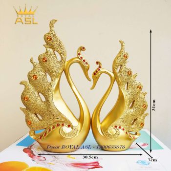 Decor Trang Trí Đôi Thiên Nga Uyên Ương Ấn Tượng- Màu Vàng Ánh Kim- TN086