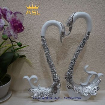 Decor Đôi Thiên Nga Uyên Ương Sứ Phong Cách Thời Thượng- Màu Trắng - TN090