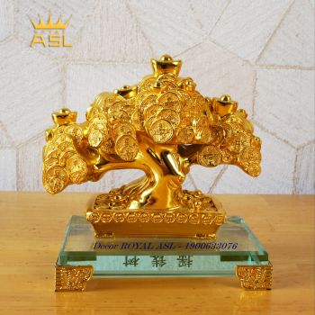 DECOR ĐỀ BÀN CÂY KIM TIỀN MAY MẮN TÀI LỘC MẠ VÀNG – TT002