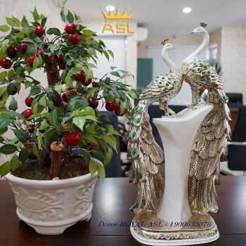 Cặp Công Hạnh Phúc Mạ Bạc, họa tiết Xanh Lá -Trắng Bạc-TT011