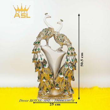 Cặp Công Hạnh Phúc Mạ Bạc, họa tiết Xanh Lá -Trắng Bạc-TT011