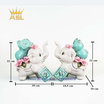 Cặp Voi Hồ Lô May Mắn Tài Lộc - CẶP LỚN - VHL0075