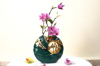 DECOR Bình Sứ Họa Tiết Đôi Chim Uyên Ương Ấn Tượng - DC08