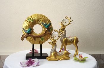 Bộ Hươu Nai Và Đĩa Đôi Chim Hút Tài Lộc - HN072