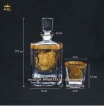 ⚜️Bộ Bình 6 Ly Rượu Tây Whisky Thủy Tinh Kiểu Pháp-Họa Tiết Dát Nổi Mặt Chiến Binh Versace Vàng-PL0102